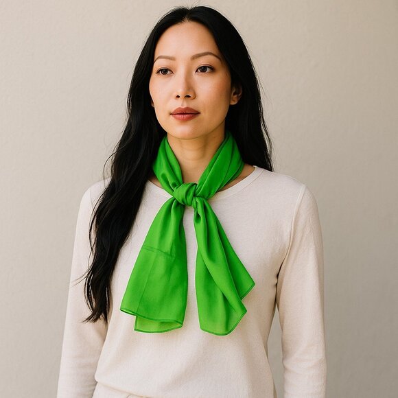 Scarf Women's Spring Green (1) Rectangle 17" X 47" (1) Square 32"X32" - Picture 1 of 12